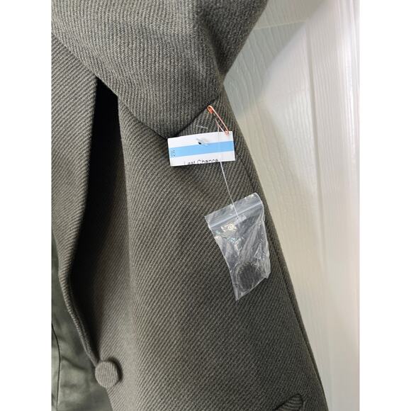 New Good American Oversized Flannel Twill Boxy Blazer Jacket Green Dark Academia - Picture 6 of 12